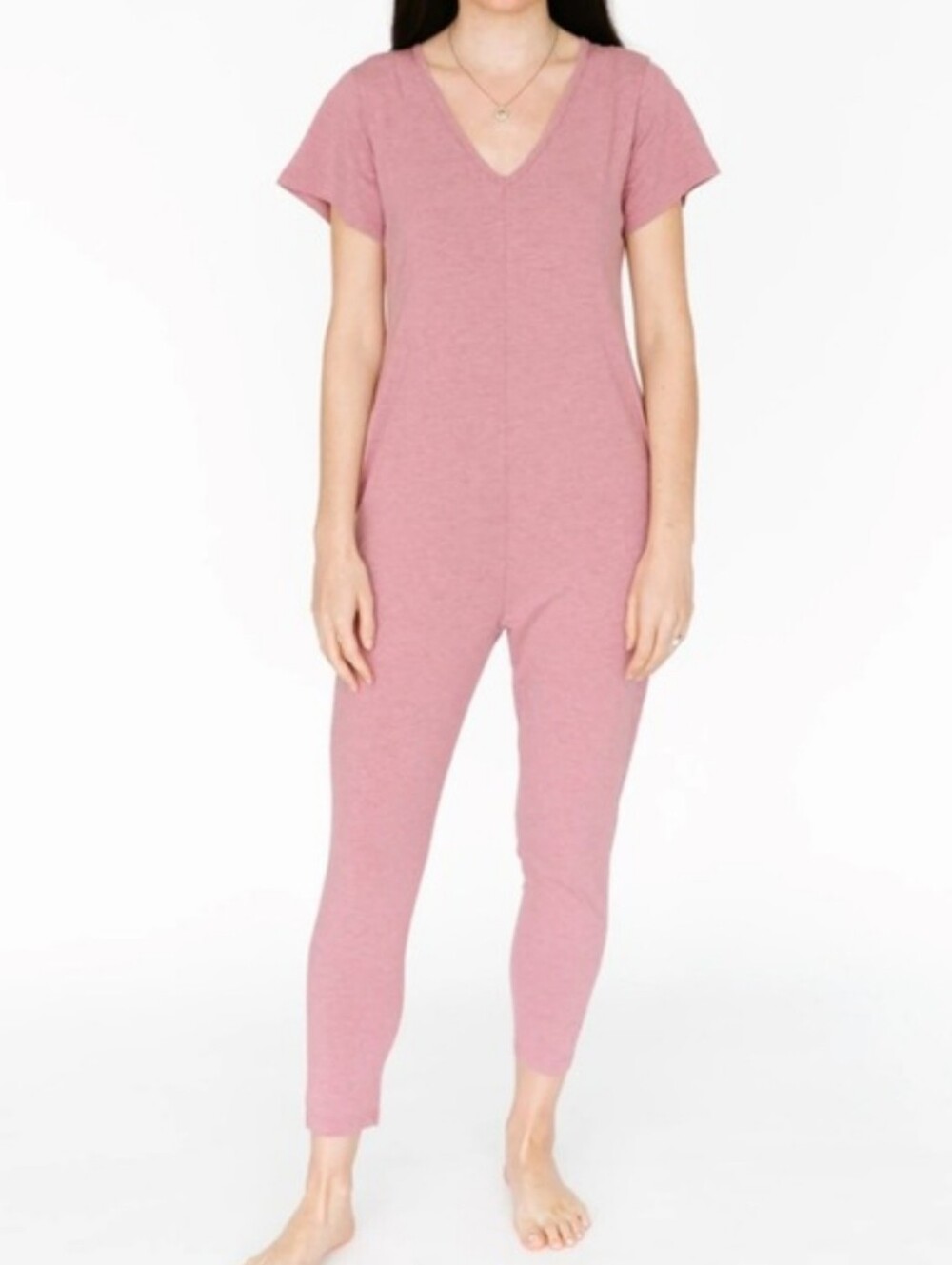 Excellent Condition Mauve V-Neck Short Sleeve Jumpsuit with Pockets Smash + Tess